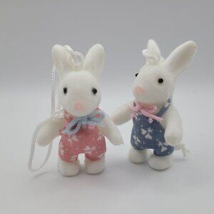 Handmade Bunny Easter Ornament Small Rabbit Felt 2.5 Inch Gender Reveal Pink Blu